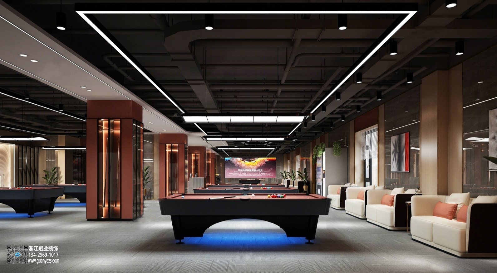 杭州臺(tái)球俱樂(lè)部裝修