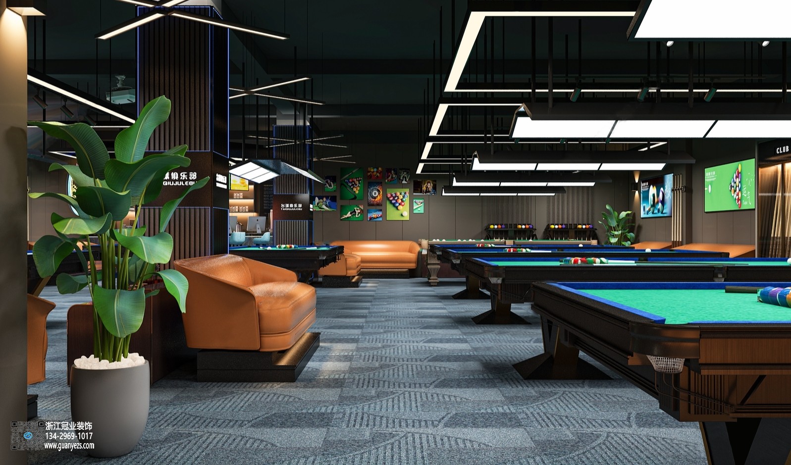 杭州臺(tái)球俱樂(lè)部裝修