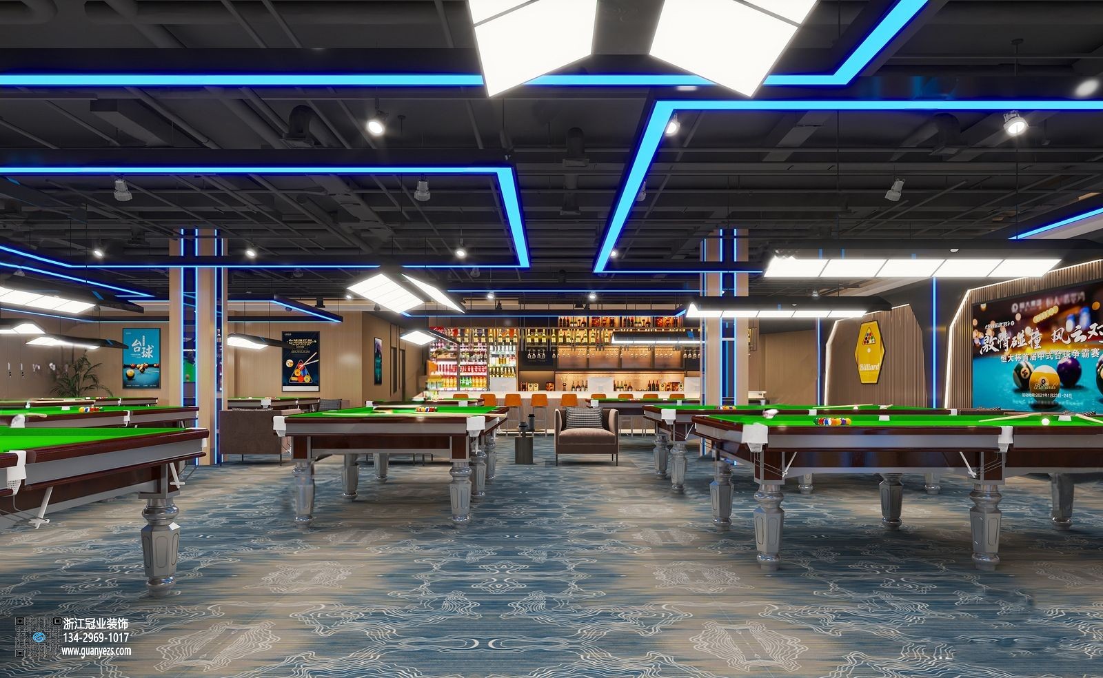 紹興臺(tái)球廳裝修